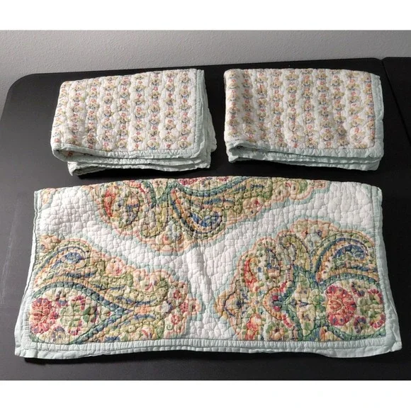 3 Piece‎ Pottery Barn Quinn Pillow Shams 2 Standard Set 1 Euro 24X24 Cottagecore - Picture 1 of 10